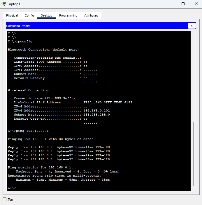 Ping da laptop Wi-Fi verso un PC cablato nella stessa LAN