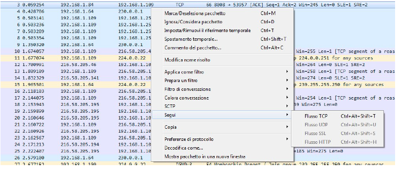 Menu segui flusso